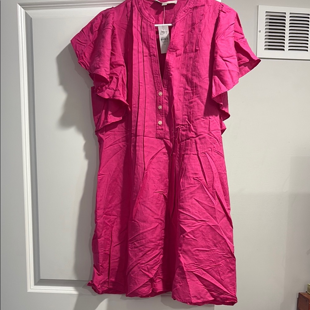 Vibrant Pink Button-Down Dress